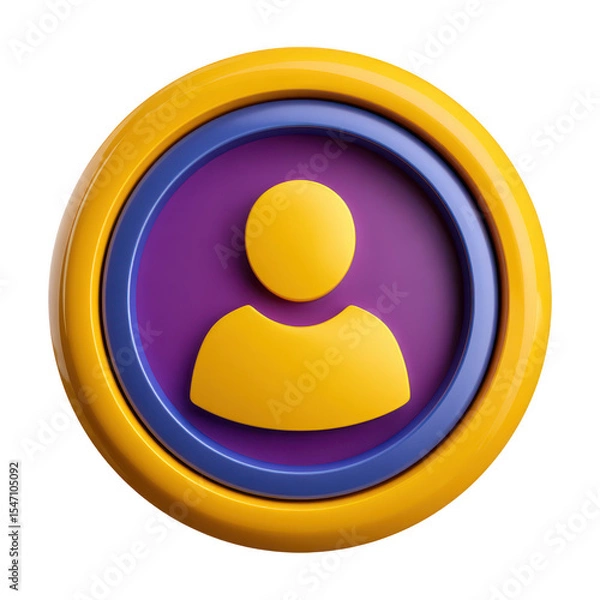 Obraz 3d render of yellow and purple user icon isolated on transparent background