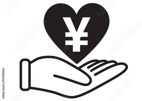 Obraz 募金,寄付,義援金,お金,ハート,手,現金,募金箱,寄付金,チャリティ,募金活動,慈善活動,共同募金,応援,提供,福祉,ボランティア,医療機関,支援,サポート,思いやり,助け合い,援助,救済,無償,公益,善意,優しい,寄金,支援金,イメージ,ピクトグラム,アイコン,シンプル,愛,マーク,透過,素材,ポイント,解決,提案,生活費