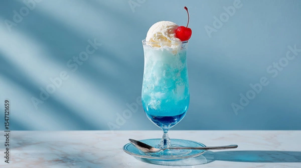 Obraz 涼しげなブルークリームソーダの写真