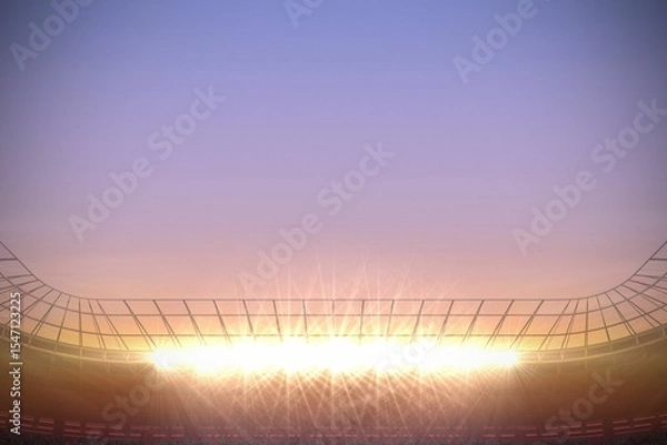 Obraz Large football stadium with spotlights at sunrise