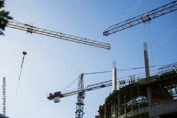 Obraz Crane and building construction site