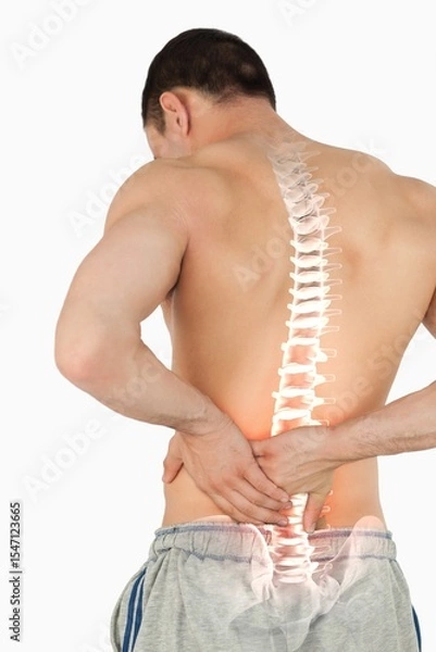 Obraz Highlighted spine of man with back pain