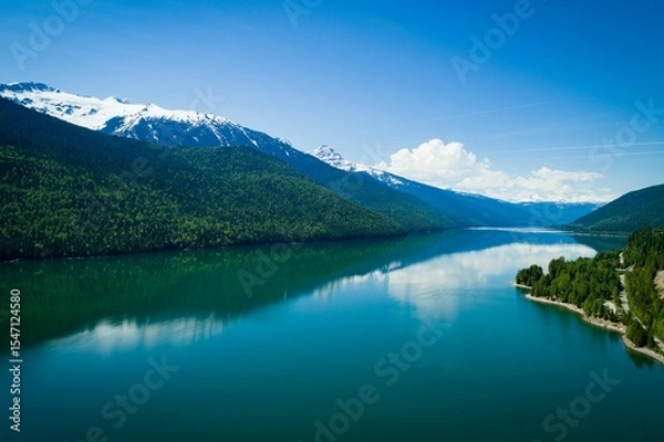 Obraz Idyllic view of lake and mountains