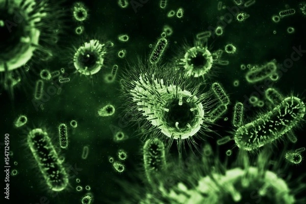 Fototapeta Digital image of green bacterium