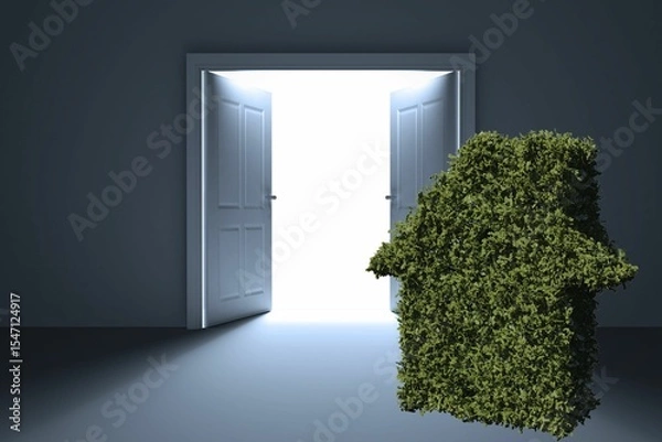 Obraz Topiary by doorway in house