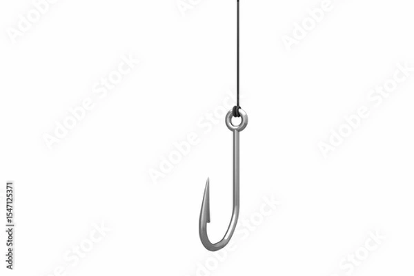 Obraz Close-up of steel hook on white bcakground