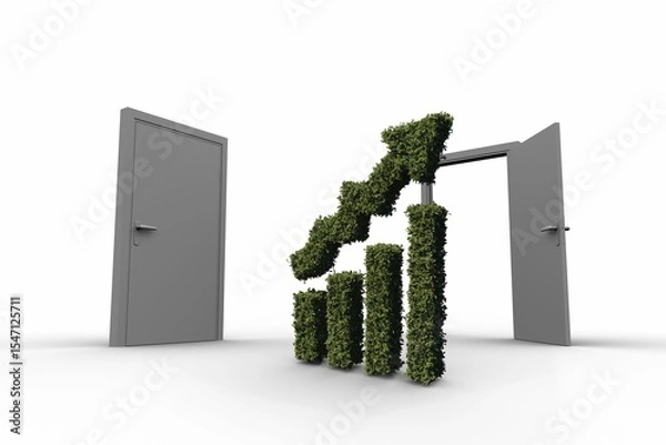 Fototapeta Topiary shape of graph against doors