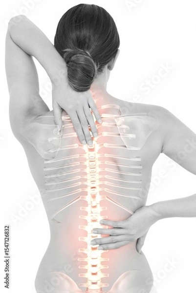 Obraz Highlighted spine of woman with back pain