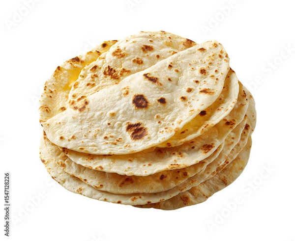 Fototapeta Piadina, round italian tortilla isolated on a transparent background.
