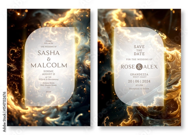 Obraz Wedding invitation template, business brochure template, universe textured flyer design, universal background, versatile vector background, creative brochure template, party invitation template