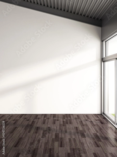 Fototapeta empty white room with white wall background. 3d rendering