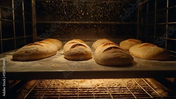 Fototapeta Timelapse of Bread Dough Rising in a Warm Oven with Gentle, Soft Lighting