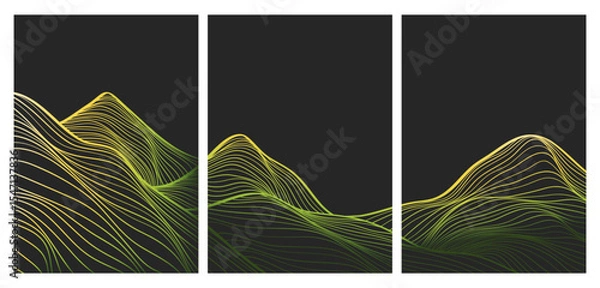 Obraz Mountain line arts illustration on set. Hand drawn style. Abstract mountain contemporary aesthetic backgrounds landscapes. use for print art, poster, cover, banner, template