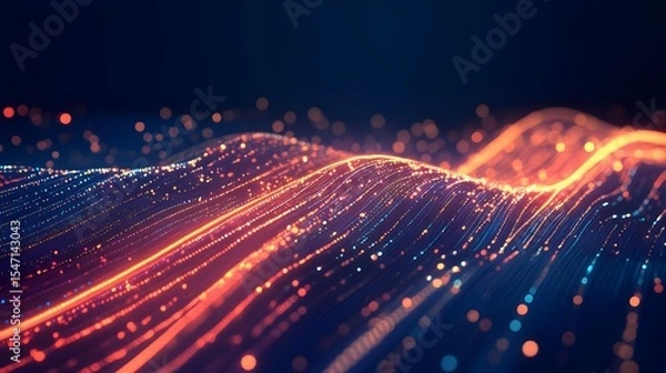 Fototapeta Abstract, Digital, Wave, Abstract Digital Wave of Light and Data