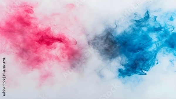 Fototapeta Abstract, Background, Blue, Abstract Pink and Blue Ink Swirls on White Background