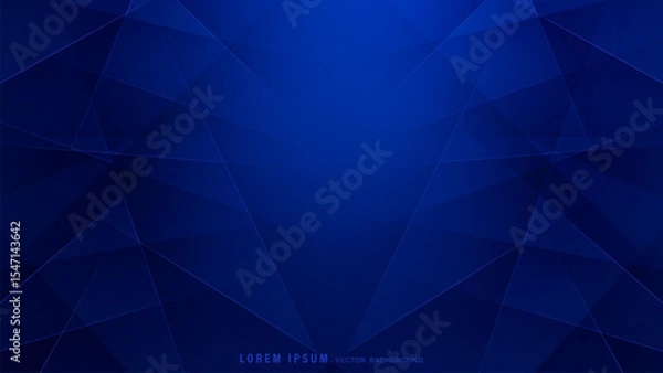 Fototapeta Abstract deep blue gradient background with overlapping transparent polygon shapes and diagonal lines