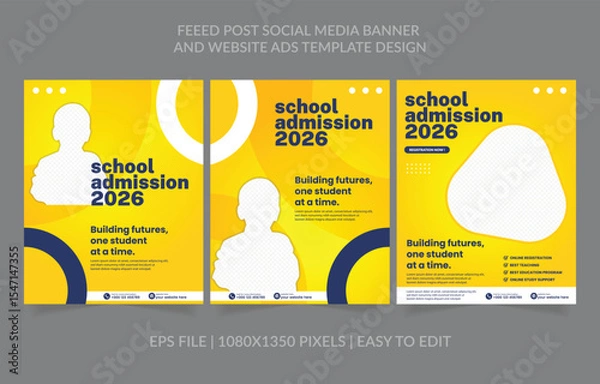 Fototapeta School admission banner template design for facebook, instagram and more social media