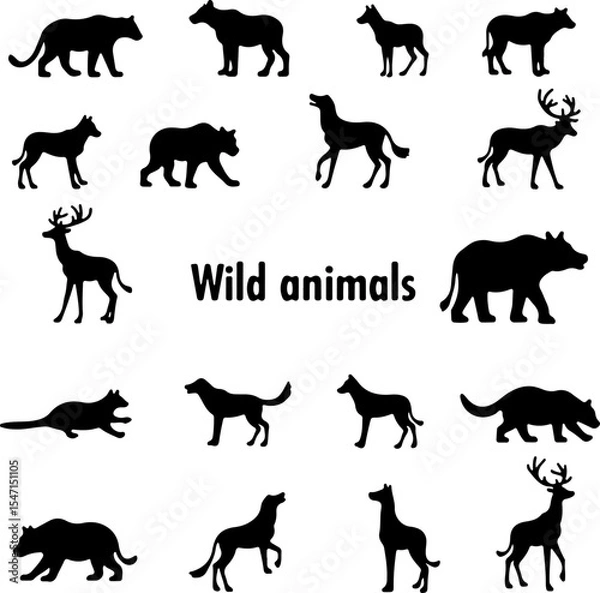 Obraz Wild Animal Silhouettes Collection vector