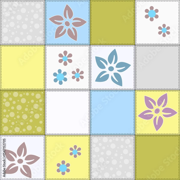 Obraz Lazy patchwork sewing from colorful patches with stitching 
