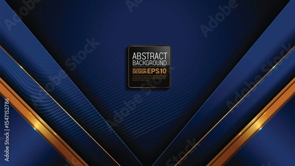Obraz Abstract premium vector with gold and blue lines, straight and diagonal style, 1920x1080 layout for digital marketing, energy presentation, tech banner, modern design, not made with AI