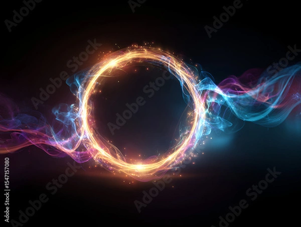 Fototapeta Glowing Ring Portal with Ethereal Energy Streams and Transparent Background
