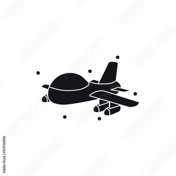 Obraz Cartoon Spaceship Silhouette in Flight. Military Drone.