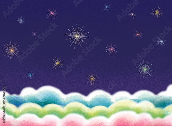 Obraz 밤하늘 색동구름 배경