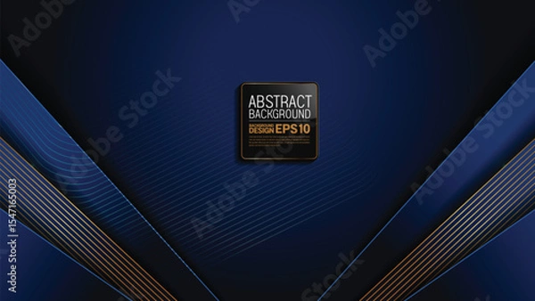 Obraz High quality abstract vector in blue and gold, diagonal and straight lines, 1920x1080 clean layout for tech presentation, energy marketing design, not made with AI software