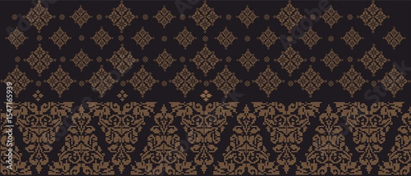 Obraz Batik Songket traditional design background. Seamless pattern embroidery Embroidery on fabric. Seamless pattern. 