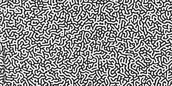 Fototapeta Abstract truing organic wallpaper Turing reaction diffusion monochrome seamless pattern with chaotic motion. Generative algorithm psychedelic background. Reaction-diffusion or truing pattern formation