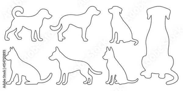Obraz Dog silhouette set. dog breed black silhouette logo symbol set. Set of wolf silhouette design. Vector illustrator