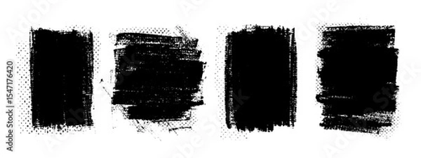 Fototapeta Vector black hand drawn brush stroke, brush, line or texture. Dirty artistic design element, box, frame or background  for text. Halftone texture. Grunge rough edges. 