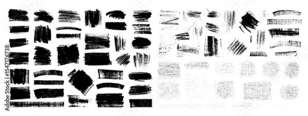 Fototapeta Vector black hand drawn brush stroke, brush, line or texture. Dirty artistic design element, box, frame or background  for text. Halftone texture. Grunge rough edges. 