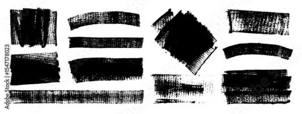 Fototapeta Vector black hand drawn brush stroke, brush, line or texture. Dirty artistic design element, box, frame or background  for text. Halftone texture. Grunge rough edges. 