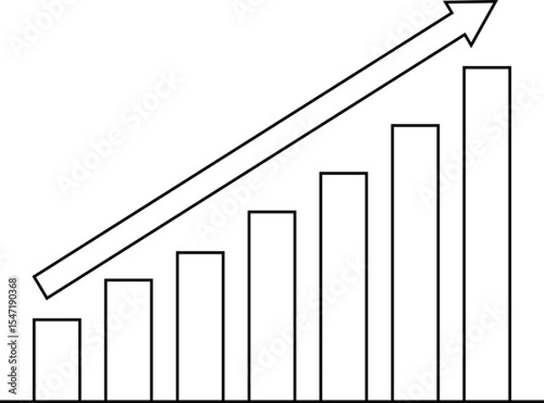 Fototapeta outline business bar graph with arrow representing growth 