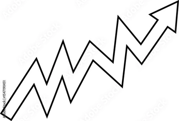 Fototapeta stock market arrow graph outline vector isolated on white 