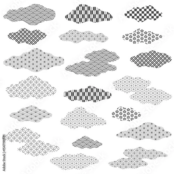 Obraz 和柄の雲。透過背景。