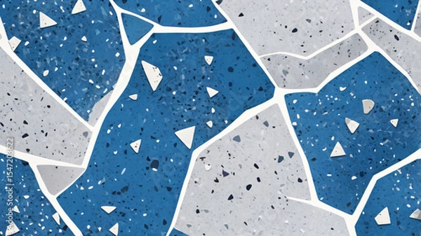 Obraz High Resolution Blue and Grey Terrazzo Texture Background