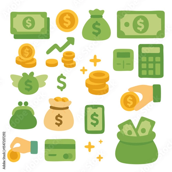 Obraz 돈과 저축 일러스트 아이콘 세트