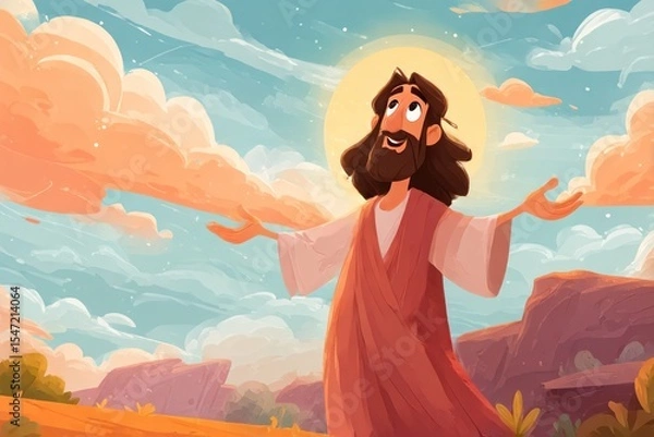 Obraz Jesus figure in serene landscape