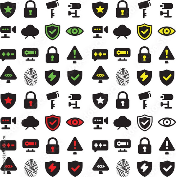 Fototapeta Flat Security and Access Icon Pack — Colorful Vector Symbols for UI and Dashboard