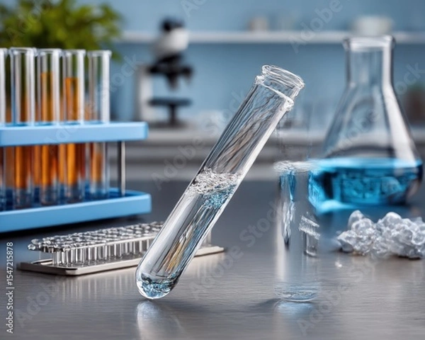 Obraz Lab scene with test tubes and liquids