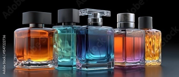 Fototapeta Perfume bottles in various colors
