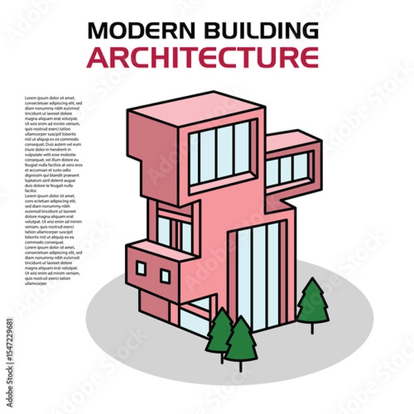 Fototapeta Modern building architecture editable vector good to use for percentage and others