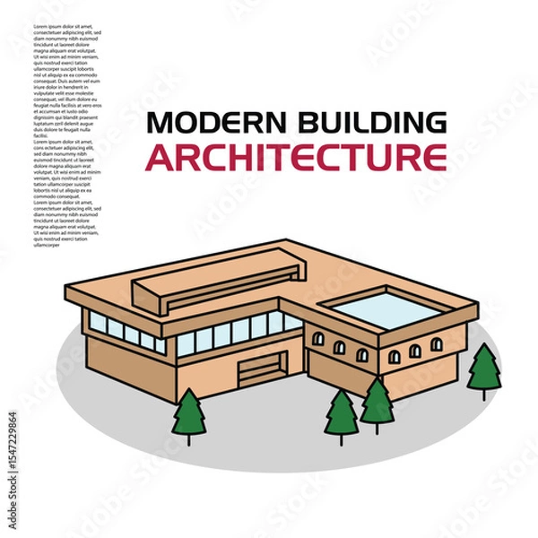 Fototapeta Modern building architecture editable vector good to use for percentage and others