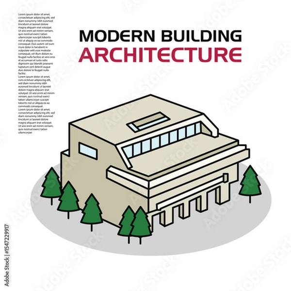 Fototapeta Modern building architecture editable vector good to use for percentage and others