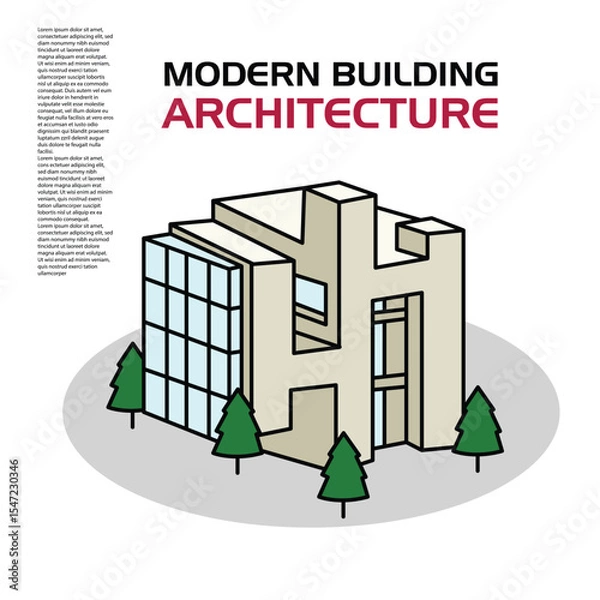 Fototapeta Modern building architecture editable vector good to use for percentage and others