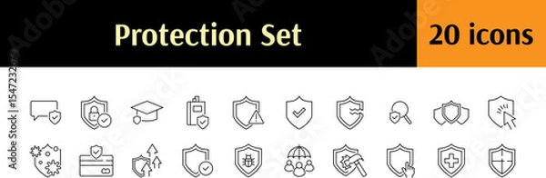 Fototapeta Insurance and Protection Related Simple Symbol Set. Contains Icons of Shield with People, Virus, Cross, Business, Education for Graphic Design, Web Sites, Cards, Books, Articles