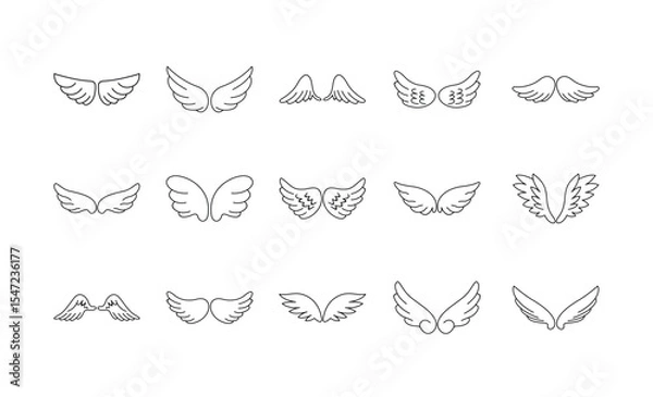 Obraz Hand Drawn Doodle Wings Graphic Pack