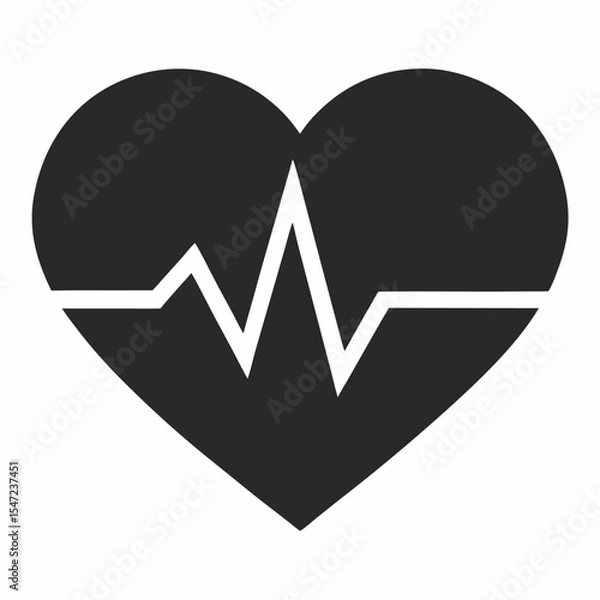 Fototapeta Heartbeat silhouette icon on white background